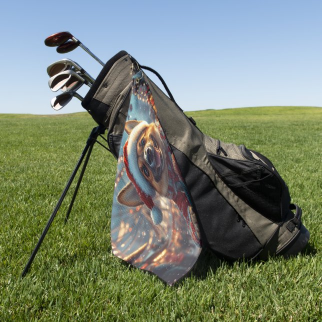 Belgian Malinois Dog Roller Coaster Christmas  Golf Towel (Green)