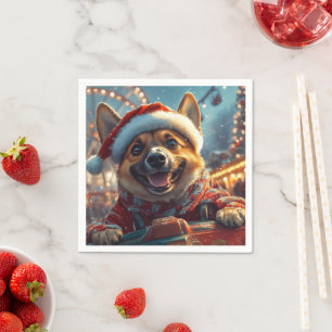 Belgian Malinois Dog Roller Coaster Christmas Napkins