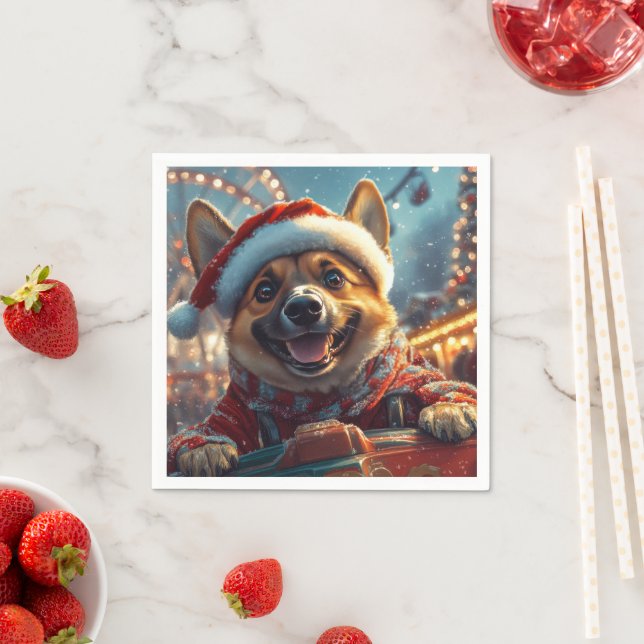 Belgian Malinois Dog Roller Coaster Christmas  Napkins (Insitu)