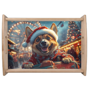 Belgian Malinois Dog Roller Coaster Christmas Serving Tray