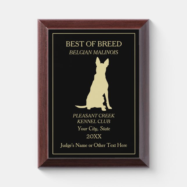 Belgian Malinois Dog Show Award Plaque (Vertical)