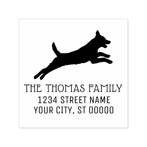 Belgian Malinois Dog Silhouette Name Address Self_inking Stamp