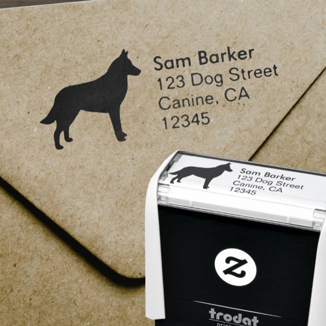 Belgian Malinois Dog Silhouette Return Address Self-inking Stamp (Creator Uploaded)