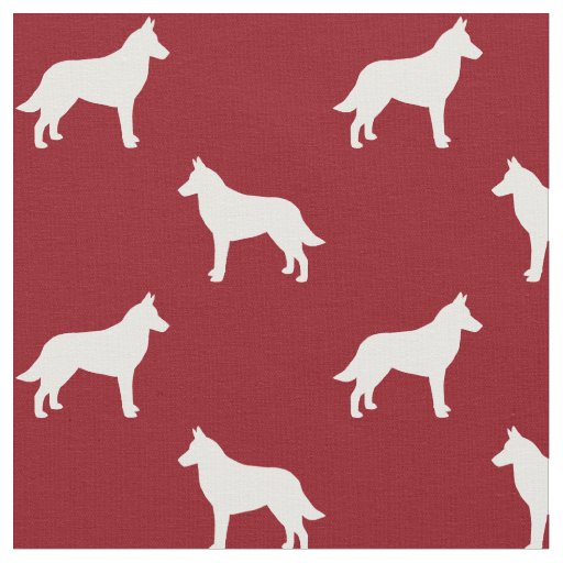 Belgian Malinois Dog Silhouettes Red and White Fabric