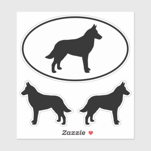 Belgian Malinois Dog Silhouettes Vinyl Sticker Set