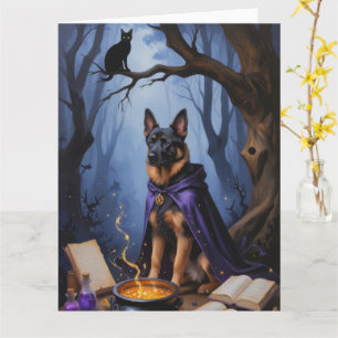 Belgian Malinois Dog Whimsical Halloween Painting Card