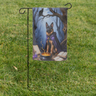 Belgian Malinois Dog Whimsical Halloween Painting Garden Flag