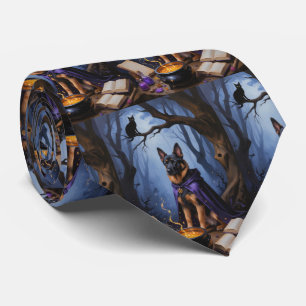 Belgian Malinois Dog Whimsical Halloween Painting Neck Tie
