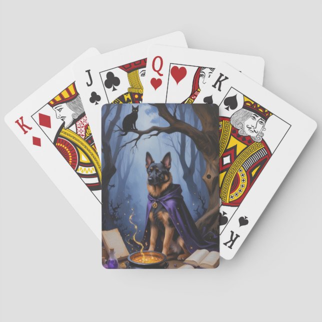 Belgian Malinois Dog Whimsical Halloween Painting Poker Cards (Back)