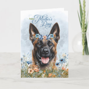 Belgian Malinois Dog Wildflower Mother's Day Holiday Card