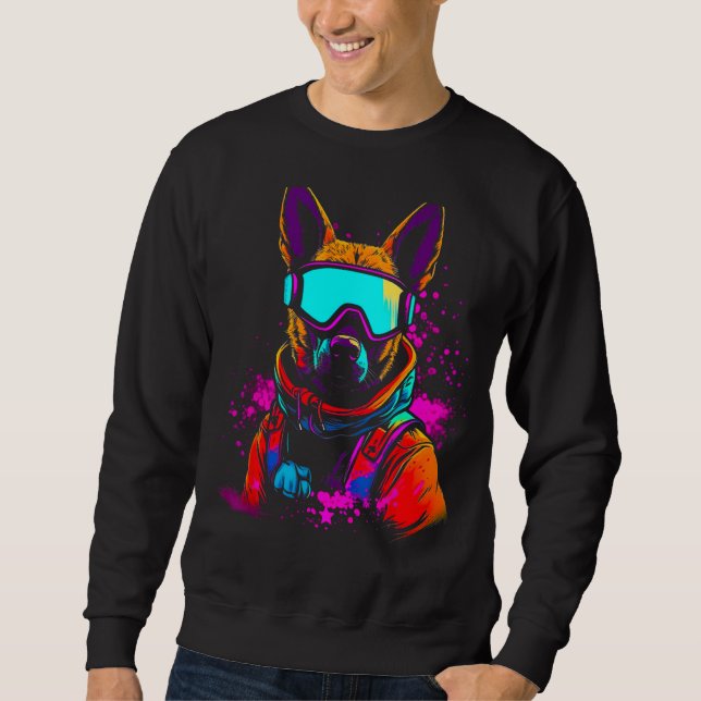 Belgian Malinois Dog Winter Snowboard Sweatshirt (Front)