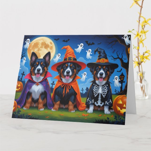 Belgian Malinois Dogs Pumpkin Halloween Funny  Card (Yellow Flower)