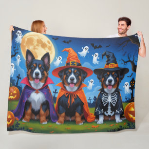 Belgian Malinois Dogs Pumpkin Halloween Funny  Fleece Blanket