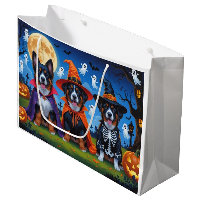 Belgian Malinois Dogs Pumpkin Halloween Funny  Large Gift Bag (Front Angled)