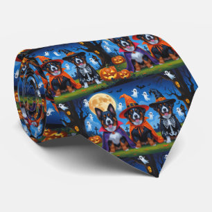 Belgian Malinois Dogs Pumpkin Halloween Funny  Neck Tie