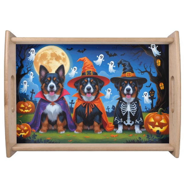 Belgian Malinois Dogs Pumpkin Halloween Funny  Serving Tray (Front)