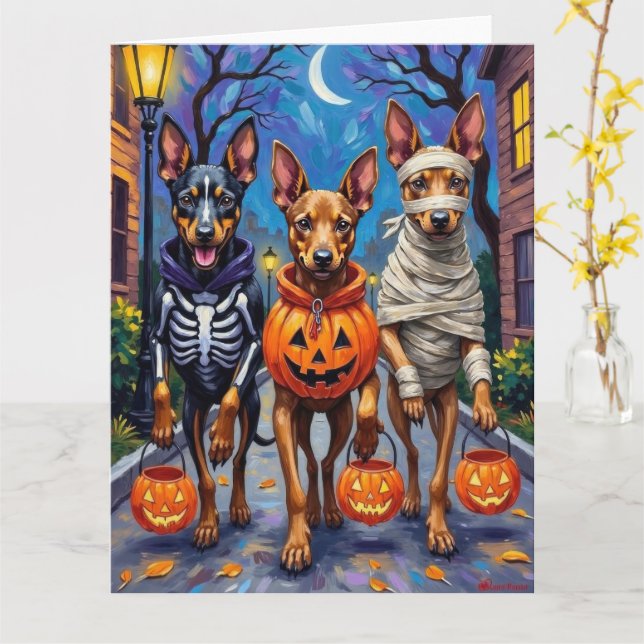 Belgian Malinois Dogs Trick-or-Treating Halloween  Card (Yellow Flower)