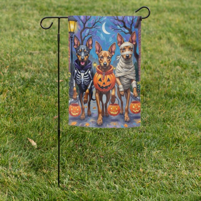 Belgian Malinois Dogs Trick-or-Treating Halloween  Garden Flag (In SItu)