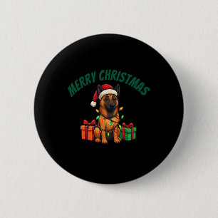 Belgian Malinois Dressed Up For Christmas Button