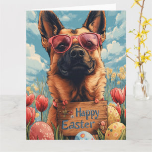 Belgian Malinois Easter Eggs Card