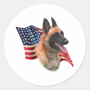 Belgian Malinois Flag Classic Round Sticker