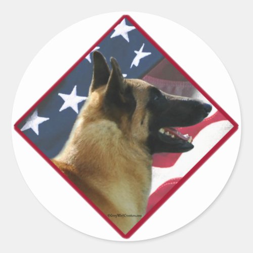 Belgian Malinois Flag Malinois 4th of July USA Classic Round Sticker