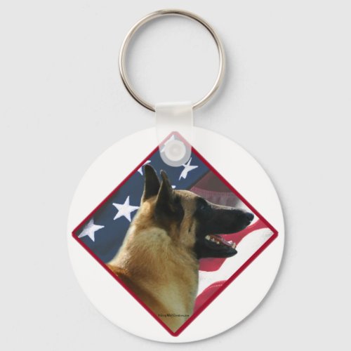 Belgian Malinois Flag Malinois 4th of July USA Keychain