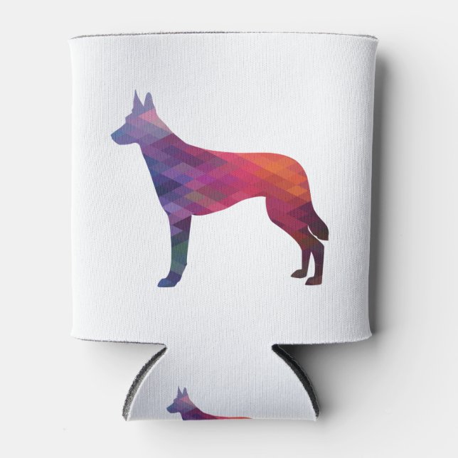 Belgian Malinois Geometric Pattern Silhouette Pur Can Cooler (Front)