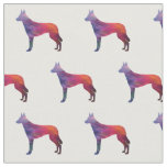 Belgian Malinois Geometric Pattern Silhouette Purp Fabric