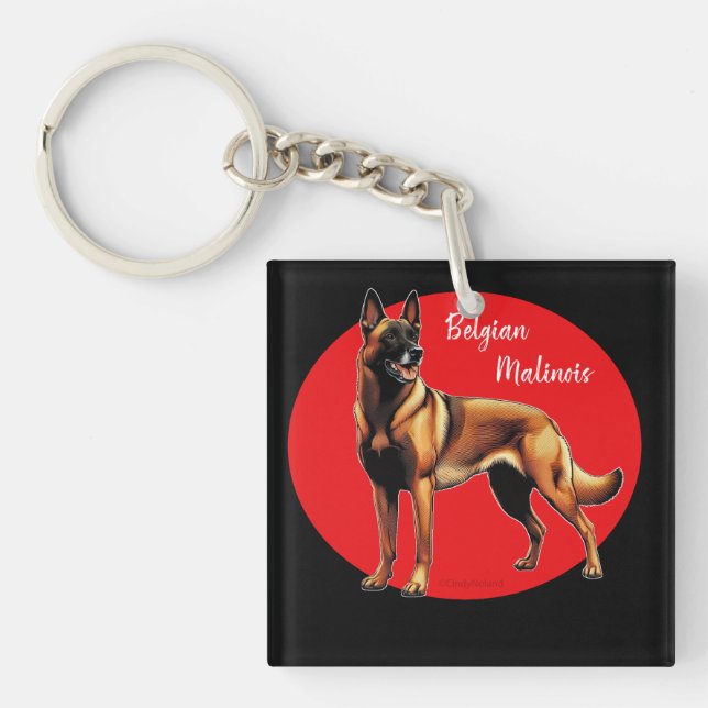 Belgian Malinois graphic Keychain (Front)