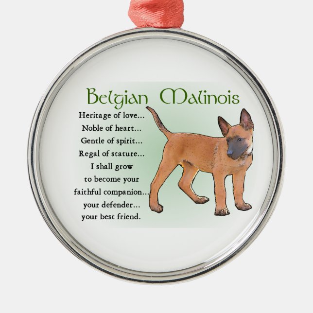 Belgian Malinois Heritage of Love Metal Ornament (Front)
