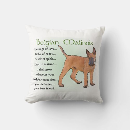 Belgian Malinois Heritage of Love Throw Pillow