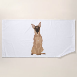 Belgian Malinois Illustration! Beach Towel