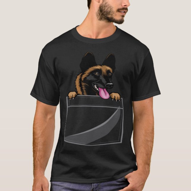 Belgian Malinois In A Pocket T-Shirt (Front)