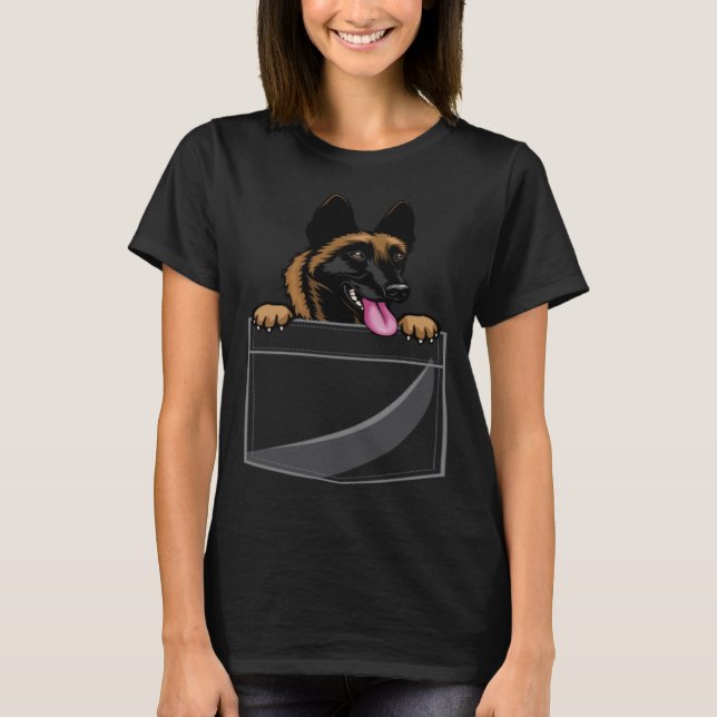 Belgian Malinois In A Pocket T-Shirt (Front)