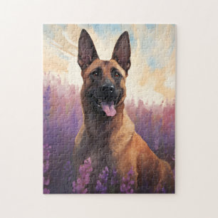 Belgian Malinois in Lavender field Jigsaw Puzzle