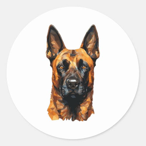 Belgian Malinois in Polygon Style Classic T_Shirt Classic Round Sticker