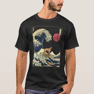 Belgian Malinois Japanese Kanagawa Wave Funny Surf T-Shirt