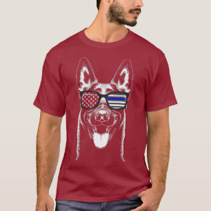 Belgian Malinois K9 Unit Thin Blue Line Flag T-Shirt
