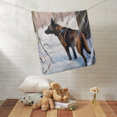 Belgian Malinois Let It Snow Christmas Baby Blanket