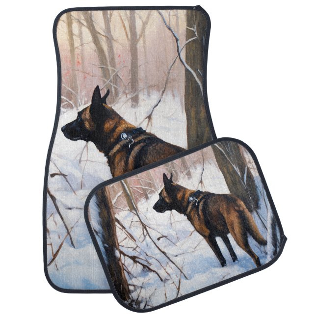 Belgian Malinois Let It Snow Christmas Car Floor Mat (Set)
