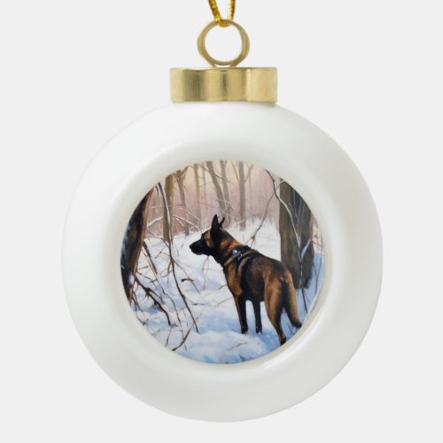 Belgian Malinois Let It Snow Christmas Ceramic Ball Christmas Ornament