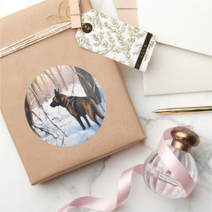 Belgian Malinois Let It Snow Christmas Classic Round Sticker