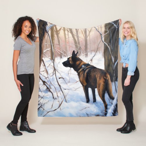 Belgian Malinois Let It Snow Christmas Fleece Blanket