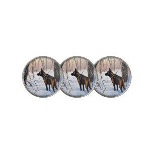 Belgian Malinois Let It Snow Christmas Golf Ball Marker