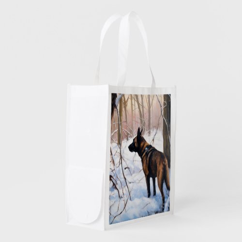 Belgian Malinois Let It Snow Christmas Grocery Bag