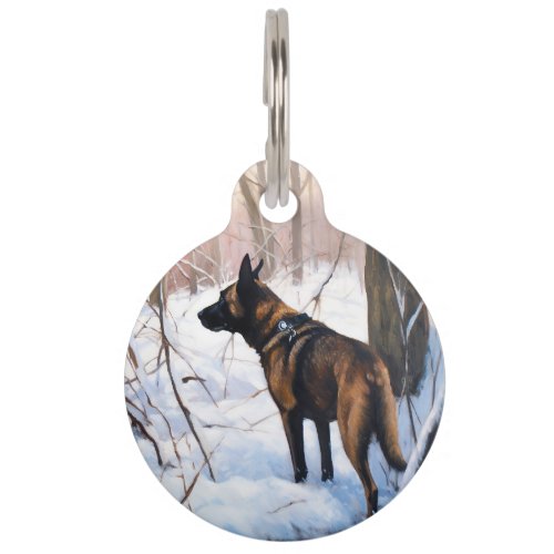 Belgian Malinois Let It Snow Christmas Pet ID Tag