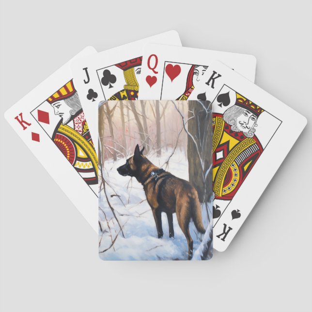 Belgian Malinois Let It Snow Christmas Poker Cards (Back)