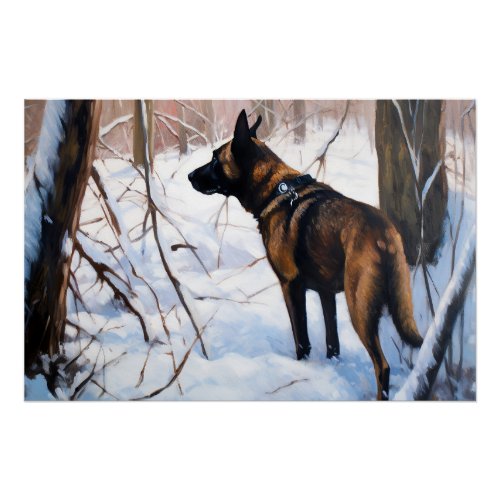 Belgian Malinois Let It Snow Christmas Poster