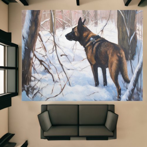 Belgian Malinois Let It Snow Christmas Rug